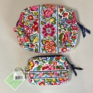 Vera Bradley Hope Garden Small & Large Cosmetic Bag Set NEW